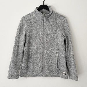 The North Face Crescent Cozy Warm Heathered Fleece in Grey and White